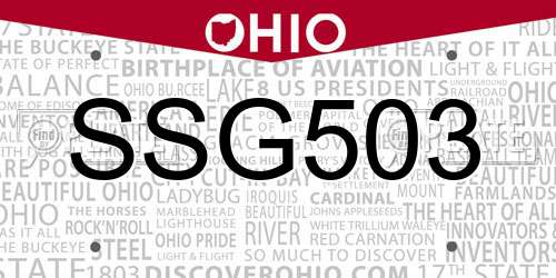 SSG503 Ohio License Plate