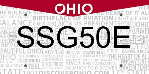 SSG50E Ohio License Plate