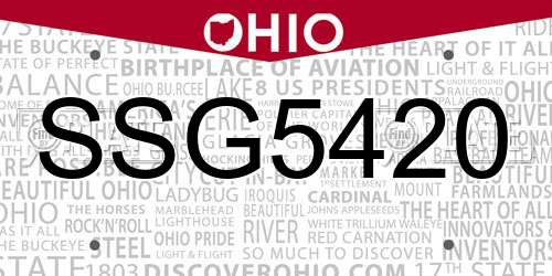 SSG5420 Ohio License Plate