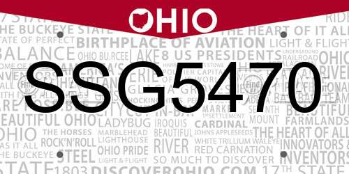 SSG5470 Ohio License Plate