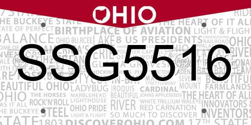 SSG5516 Ohio License Plate