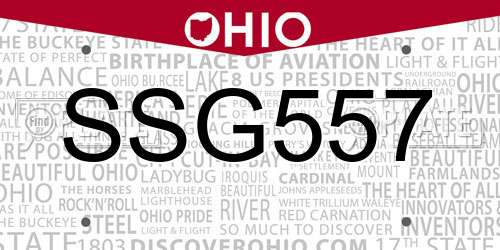 SSG557 Ohio License Plate