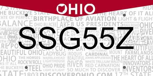 SSG55Z Ohio License Plate