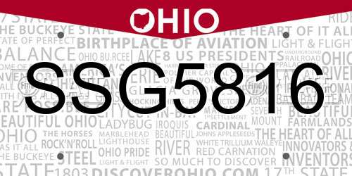 SSG5816 Ohio License Plate