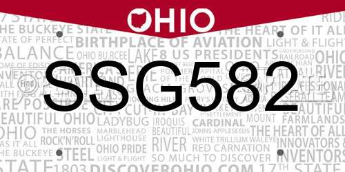 SSG582 Ohio License Plate