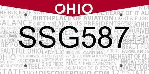 SSG587 Ohio License Plate