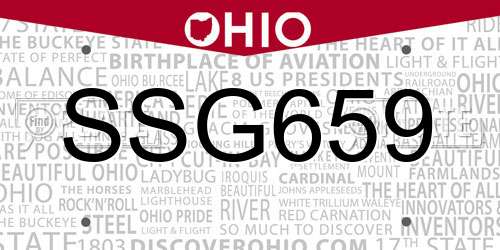 SSG659 Ohio License Plate