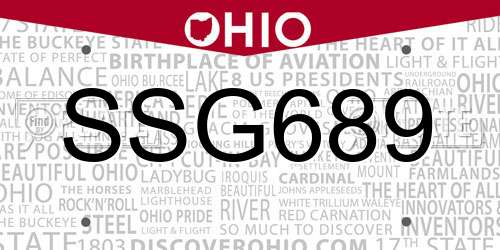 SSG689 Ohio License Plate