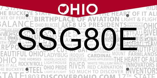 SSG80E Ohio License Plate