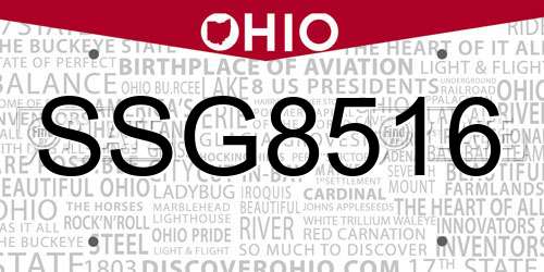 SSG8516 Ohio License Plate
