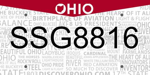 SSG8816 Ohio License Plate
