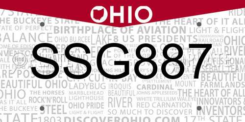 SSG887 Ohio License Plate