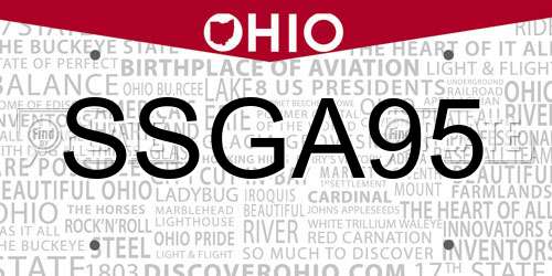 SSGA95 Ohio License Plate
