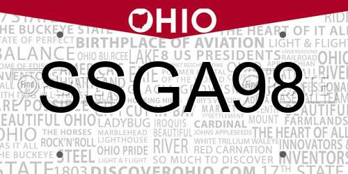 SSGA98 Ohio License Plate