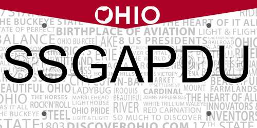 SSGAPDU Ohio License Plate