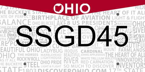 SSGD45 Ohio License Plate