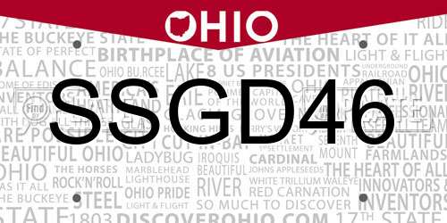 SSGD46 Ohio License Plate