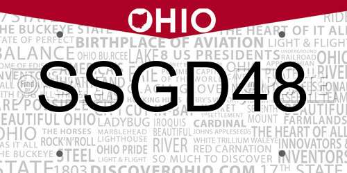 SSGD48 Ohio License Plate