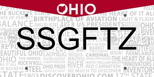 SSGFTZ Ohio License Plate