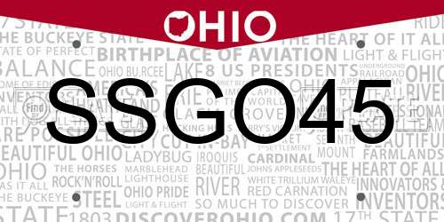 SSGO45 Ohio License Plate