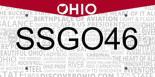 SSGO46 Ohio License Plate