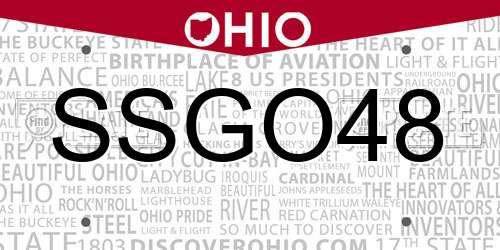 SSGO48 Ohio License Plate