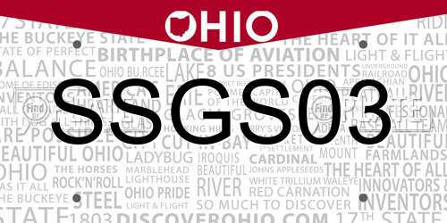 SSGS03 Ohio License Plate