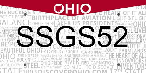 SSGS52 Ohio License Plate