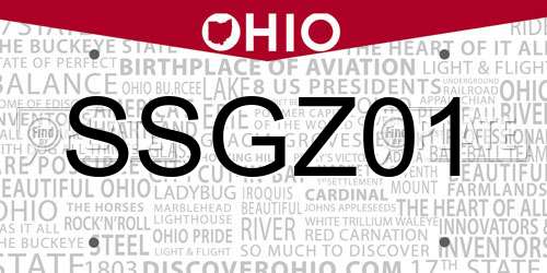 SSGZ01 Ohio License Plate