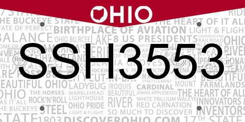 SSH3553 Ohio License Plate