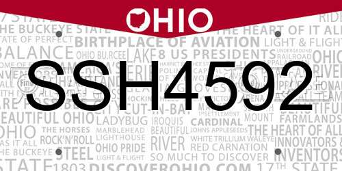 SSH4592 Ohio License Plate