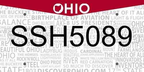 SSH5089 Ohio License Plate