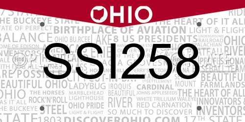 SSI258 Ohio License Plate