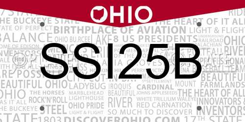 SSI25B Ohio License Plate