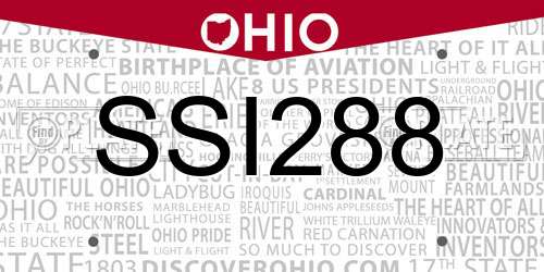 SSI288 Ohio License Plate