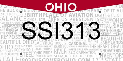 SSI313 Ohio License Plate