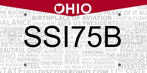 SSI75B Ohio License Plate