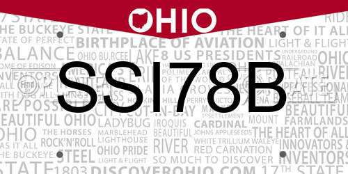 SSI78B Ohio License Plate