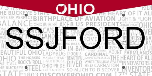 SSJFORD Ohio License Plate