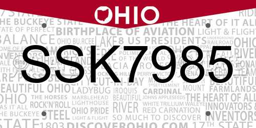 SSK7985 Ohio License Plate