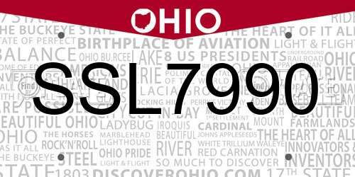 SSL7990 Ohio License Plate