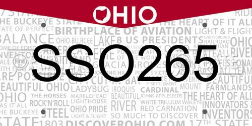 SSO265 Ohio License Plate