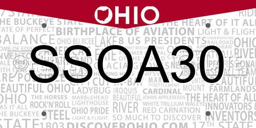 SSOA30 Ohio License Plate