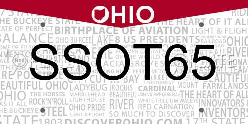 SSOT65 Ohio License Plate
