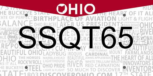 SSQT65 Ohio License Plate