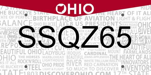 SSQZ65 Ohio License Plate