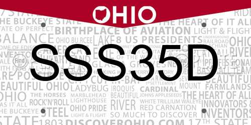 SSS35D Ohio License Plate