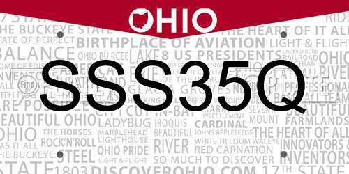 SSS35Q Ohio License Plate