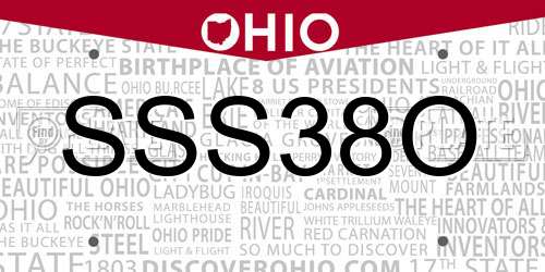 SSS38O Ohio License Plate
