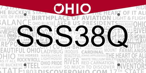 SSS38Q Ohio License Plate